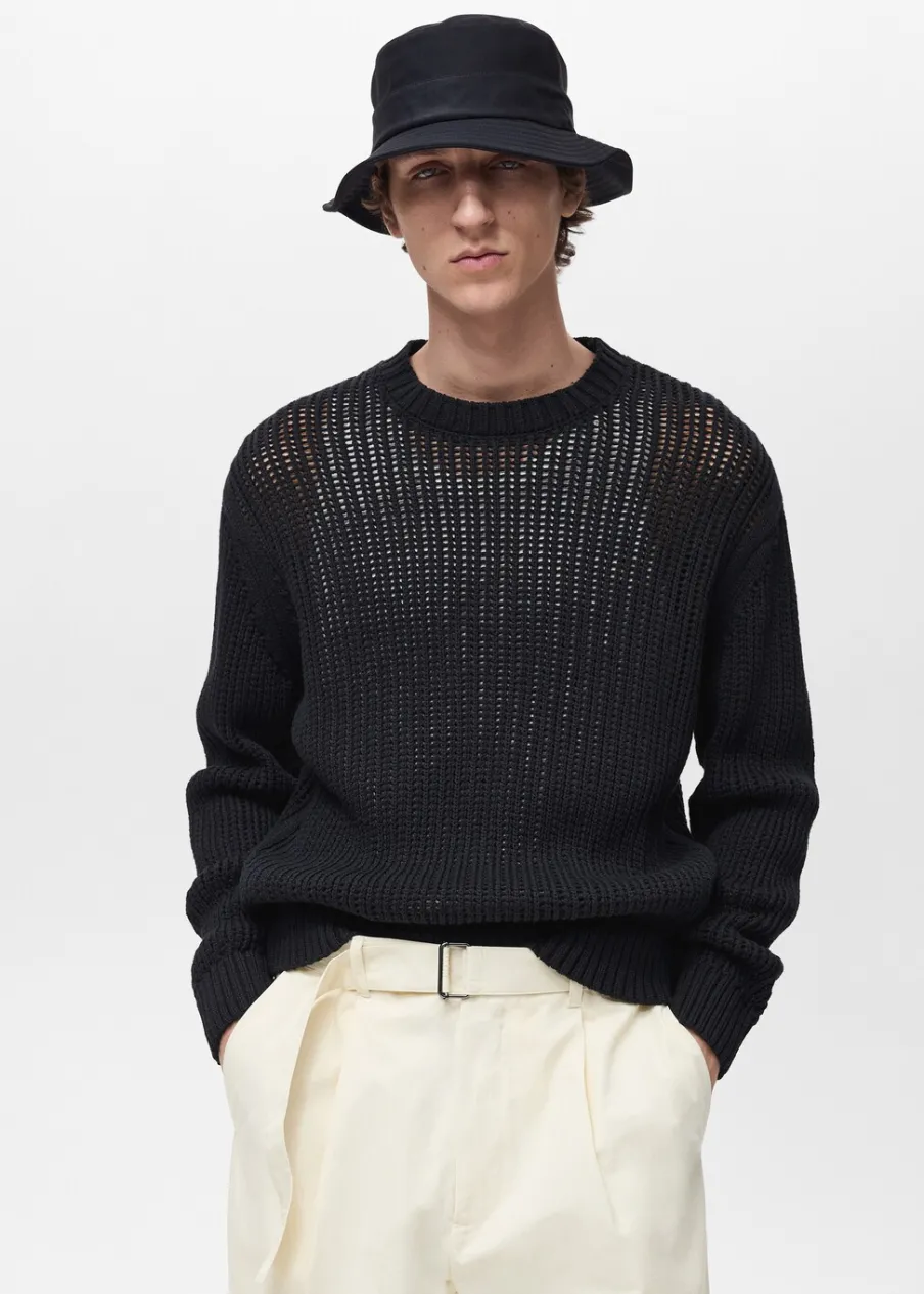 MANGO Kardigany I Swetry*100% cotton openwork knit sweater