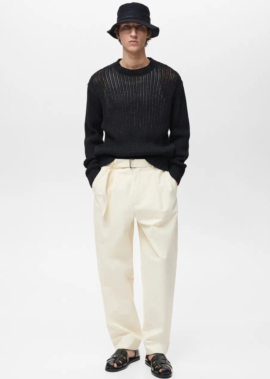 MANGO Kardigany I Swetry*100% cotton openwork knit sweater