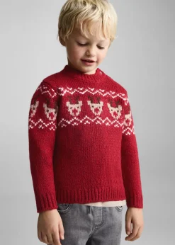Dzieci MANGO Swetry I Kardigany*Żakardowy sweter z bożonarodzeniowym motywem