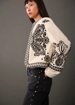 MANGO Kurtki*Żakiet bawełniany haftowany