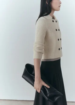 MANGO Kurtki*Żakiet z prążkowanej dzianiny na guziki