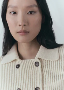 MANGO Kurtki*Żakiet z prążkowanej dzianiny na guziki