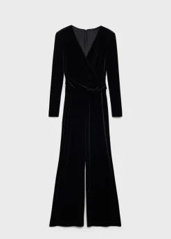 MANGO Sukienki I Kombinezony*Aksamitny kombinezon skrzyżowana tkanina