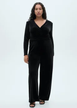 MANGO Sukienki I Kombinezony*Aksamitny kombinezon skrzyżowana tkanina