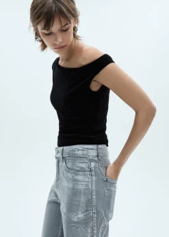 MANGO Topy*Aksamitny top asymetryczny