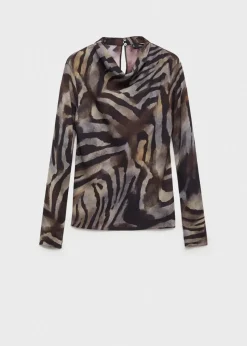 MANGO Koszule I Bluzki*Animal print satin blouse