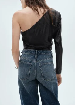 MANGO Koszule I Bluzki*Asymetryczna bluzka z bufiastym rękawem