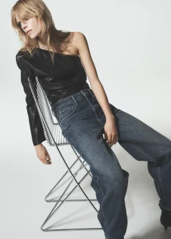 MANGO Koszule I Bluzki*Asymetryczna bluzka z bufiastym rękawem