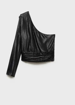 MANGO Koszule I Bluzki*Asymetryczna bluzka z bufiastym rękawem