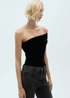 MANGO Topy*Asymetryczne body z aksamitu