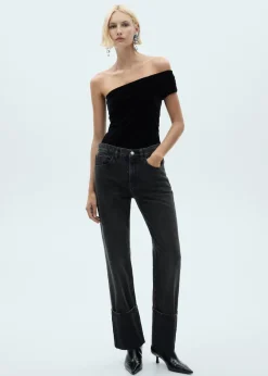 MANGO Topy*Asymetryczne body z aksamitu