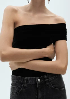 MANGO Topy*Asymetryczne body z aksamitu