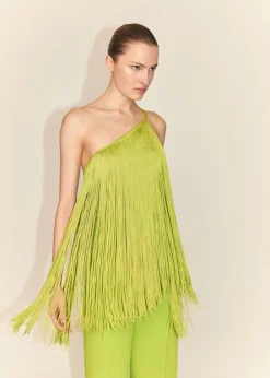 MANGO Topy*Asymetryczny top z frędzlami