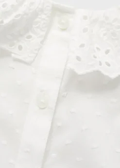 Dzieci MANGO Koszule|Koszule*Ażurowa bluzka z kołnierzykiem babydoll
