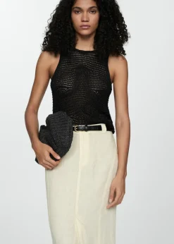 MANGO Topy*Ażurowy top z dzianiny lureksowej
