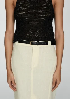 MANGO Topy*Ażurowy top z dzianiny lureksowej