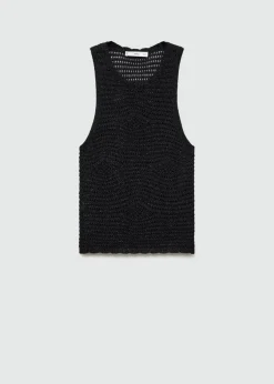 MANGO Topy*Ażurowy top z dzianiny lureksowej