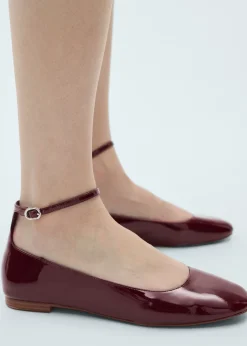 MANGO Buty*Balerinki lakierowane z paskiem