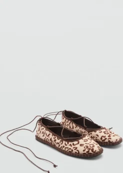 MANGO Buty*Baleriny skórzane w lamparcie cętki