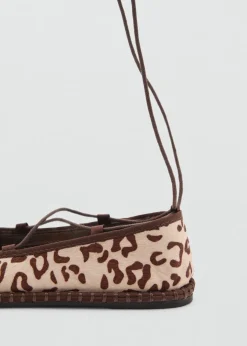 MANGO Buty*Baleriny skórzane w lamparcie cętki