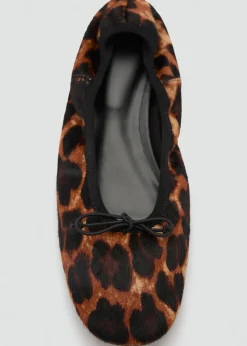 MANGO Buty*Baleriny skórzane w lamparcie cętki