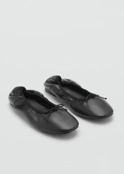 MANGO Skóra|Buty*Baleriny skórzane z kokardką