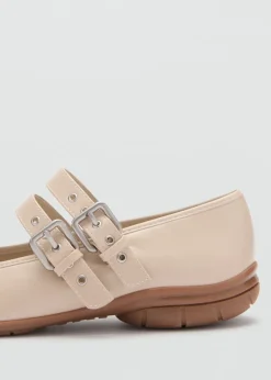 MANGO Buty*Baleriny z dwoma sprzączkami i kokardą