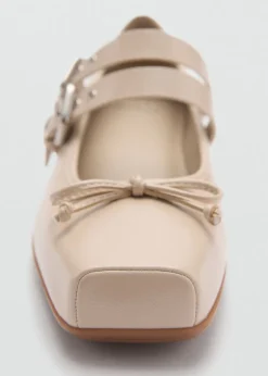 MANGO Buty*Baleriny z dwoma sprzączkami i kokardą