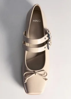 MANGO Buty*Baleriny z dwoma sprzączkami i kokardą