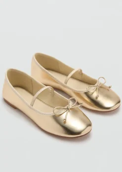 Dzieci MANGO Buty*Baleriny z paskiem w metalicznym kolorze