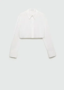 MANGO Koszule I Bluzki*Bawełniana koszula crop