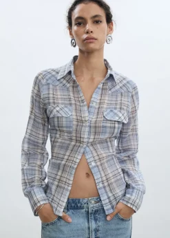 MANGO Koszule I Bluzki*Bawełniana koszula w kratę