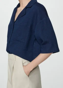 MANGO Koszule I Bluzki*Bawełniana koszula z krótkim rękawem