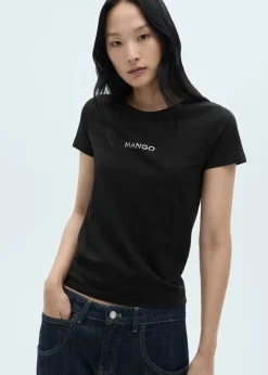 MANGO Koszulki*Bawełniana koszulka z nadrukiem i logo
