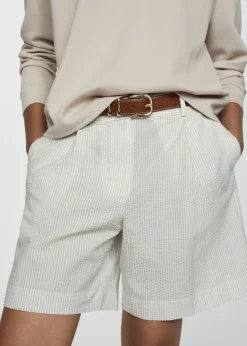 MANGO Krótkie Spodenki*Bawełniane bermudy w pasy