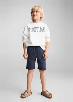 Dzieci MANGO Bermudy*Bawełniane bermudy z elastycznym pasem