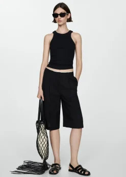 MANGO Topy*Bawełniany ściągaczowy top