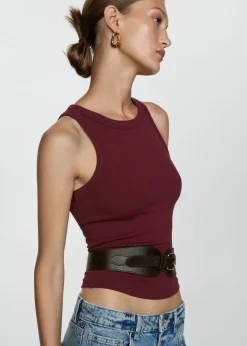 MANGO Topy*Bawełniany ściągaczowy top