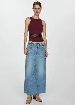 MANGO Topy*Bawełniany ściągaczowy top