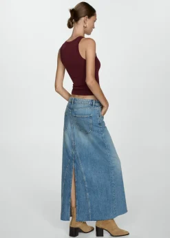 MANGO Topy*Bawełniany ściągaczowy top