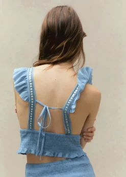 MANGO Koszule I Bluzki|Koszulki I Topy*Bawełniany marszczony top