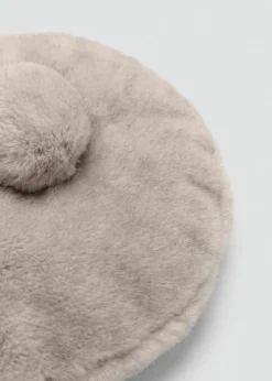 MANGO Czapki I Rękawiczki*Beret futrzany z pomponem