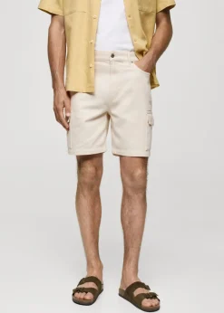 MANGO Dżinsy*Bermudy cargo z bawełnianego dżinsu