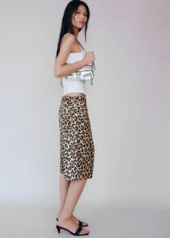 MANGO Krótkie Spodenki*Bermudy dżinsowe w lamparcie cętki