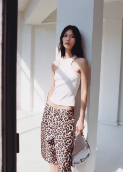 MANGO Krótkie Spodenki*Bermudy dżinsowe w lamparcie cętki