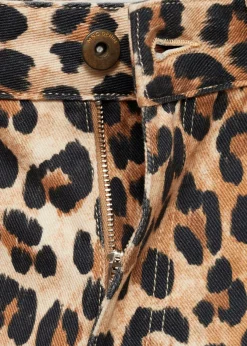 MANGO Krótkie Spodenki*Bermudy dżinsowe w lamparcie cętki