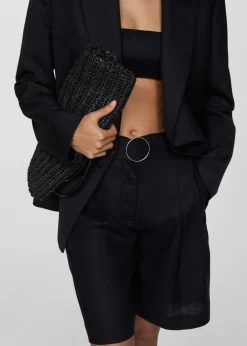 MANGO Krótkie Spodenki*Bermudy lniane z paskiem