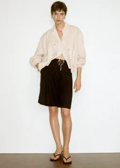 MANGO Krótkie Spodenki*Bermudy lniane z paskiem