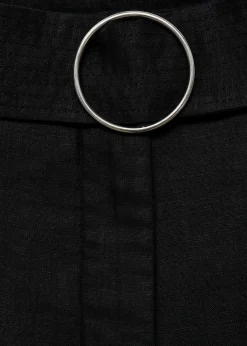 MANGO Krótkie Spodenki*Bermudy lniane z paskiem