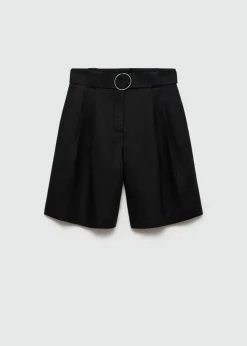 MANGO Krótkie Spodenki*Bermudy lniane z paskiem